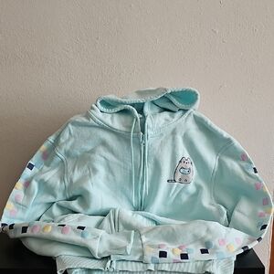 Pusheen Light Blue Hoodie with Cat Design